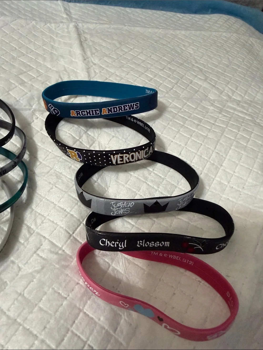 Riverdale Assorted Character Silicone Wristbands - Teal, Black, Gray, Pink, Blue